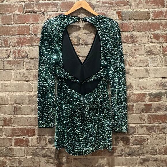 Bardot Lilia‎ Sequin Mini Dress in Green Size xxl US Size 12 - Picture 9 of 10